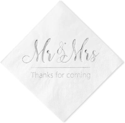 China Mr. and Mrs. Printed Wedding Dinner Personalized Custom Tissue Paper Napkins Decoupage Paper 33cm x 33cm for sale