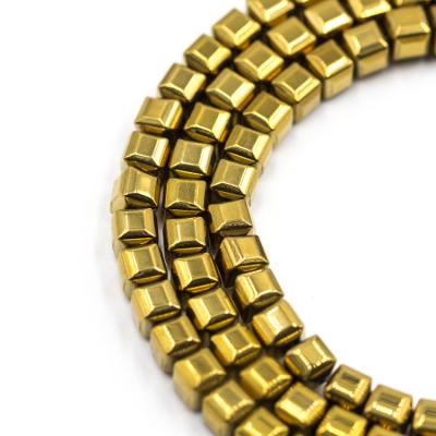 China Other Natural Hematite 2021 Square Cut Gold Hematite Stone Scattered Beads for sale