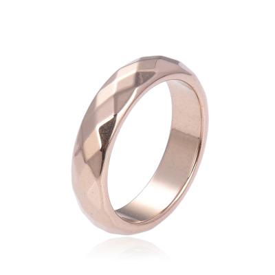 China 2022 Vintage Wholesale Haosiqi 6mm Size Simple Faceted Design Rose Gold Hematite Ring Jewelry for sale