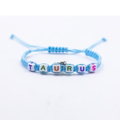 China New Fashionable Bracelet Rope Rope Bracelet Blue Nylon Braided With Taurus Letter Pendant Adjustable Bracelet for sale