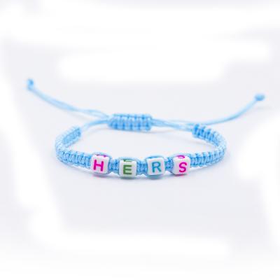 China New Design Women's Fashionable Wholesale Bangle Jewelry Blue Nylon Braided Letter Adjustable Bracelet For Gift for sale