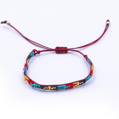 China New Arrival Adjustable Style Lucky Red Rope Seed Beads Miyuki Wrap Macrame Bracelet Jewelry for sale