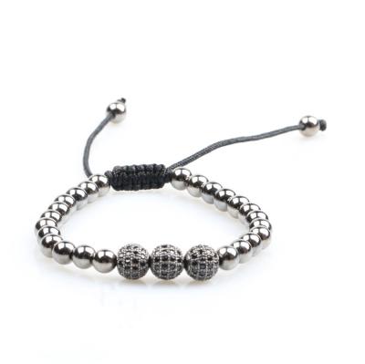 China CLASSIC Luxury Stainless Steel Bead Bracelet Micro Pave Bead Onyx Bracelet for sale