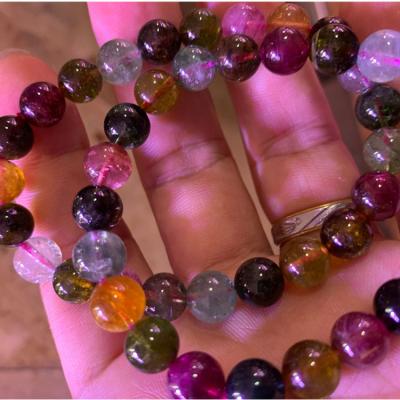 China BOHEMIA High Quality Pearl Bracelet Handmade Natural Gem Color Tourmaline Bead Bracelet for sale