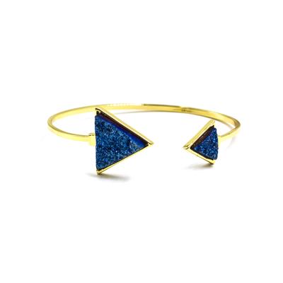 China New arrival CLASSIC bracelet charm blue agate triangular shaped druzy crystal bracelet girl for sale for sale