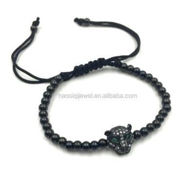 China Fashionable luxury men's bracelet macrame stainless steel anil arjandas leopard black panther bracelet for sale