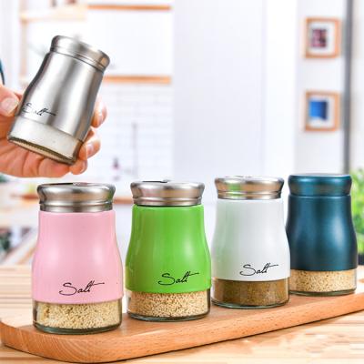 China Freshness Conservation 120ml Colorful 4oz Mini Glass Spice Bottle Salt and Pepper Shaker Bottle for sale