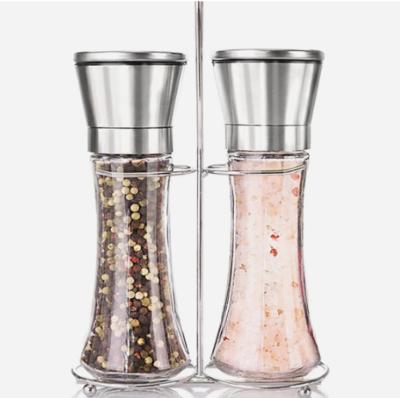 China High Quality Pepper Mills Glass Bottles Sea Salt And Grinder Kitchenware 180ml Stainless Steel Freshness Preservation for sale