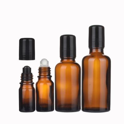 China 10ml 15ml 20ml 30ml Eco-friendly Amber Color Roller Bottle Glass Roll On Bottle Wholesale for sale