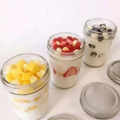 China Canned Food Glass Mouth Ice Cream Jar 8oz Mason Jar Bulk Wide Short For Mousse Cake for sale