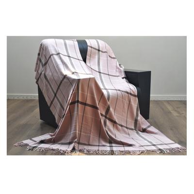 China Anti-pilling Poncho Throw Blanket PHOENIX Woven Living Room Adults 100% Cashmere Feel Plaid Tartan By Polybag Acrylic BLUE Geometric en venta