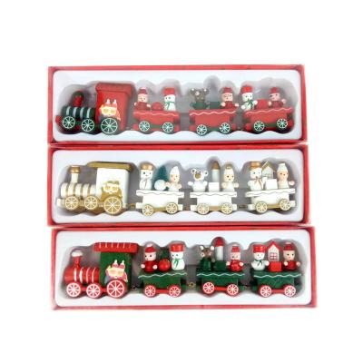 China Wooden Christmas Decration Train Festival Gifts for New Year Kids Toys Christmas Decoration for sale