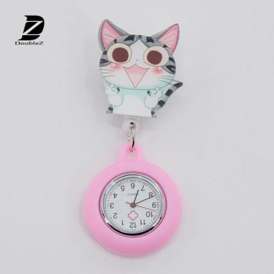 China Doector / Nurse Brooch Watch Promotion Gifts Kids Silicone Pouch Watches With Badge Reel for sale