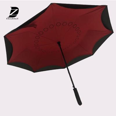 China Straight Umbrella Double Layer Inverted Reverse Cars Umbrella for sale