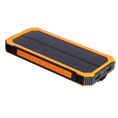 China Solar Panel Charging Solar Power Bank Dual USB Power Banks 20000mAh Battery Charger External Portable Solar Panel With Keychain for sale