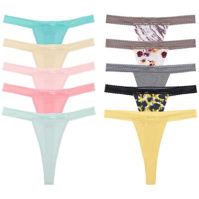 China Manufacturer Durable Comfortable Daily Breathable Briefs Twine Micro Print And Trim Lace Micro G-String Glued Lanyard for sale