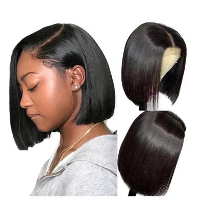 China Wholesale Unprocessed Virgin Kinky Curl AFL Densities Straight Short Bob Wigs Human Hair Lace Front Brazilian Hair Wig 8 Inches 180 for sale