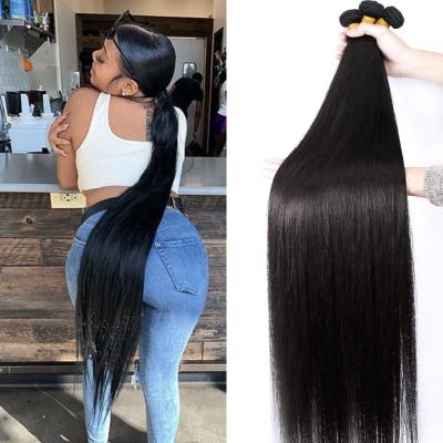 China Strengthen Double Drawn Weft 12a Grade 40 Inch Bundles Hair Extension Vendors Wholesale Raw Virgin Straight Long Hair With Closure Set for sale