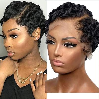 China Deep Wave 13x4 Lace Front Pixie Cut Human Hair Wig Curl Bob Curly Virgin Cuticle Aligned Raw Indian Short Curly Hair Vendors for sale