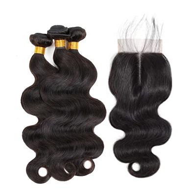 China Strengthen 4x4 Lace Weft Wig Virgin Hair Extension Wholesale Raw Brazilian Bodywave Human Hair Bundle With Closure for sale