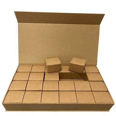 China 24 Days Recyclable Brown Gift Boxes Custom Empty Gift Boxes Perfume Bath Soap Calender Gift Box Perfume Bath Bomb for sale