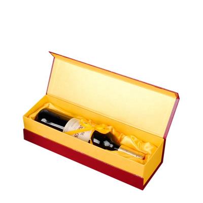 China With Single Closure Magnetic Wine Boxes Paper Cardboard Magnets+Stickers Bottle Wine Box With Satin Lining Gold Decoration for sale