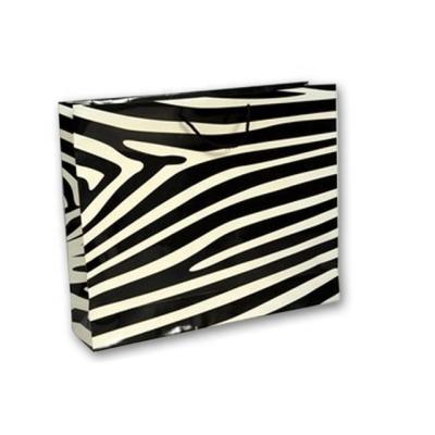 China Hot-selling Recyclable Zebra Pattern Gifts Shopping Bags With Reinforcement Top And Bottom Cards for sale