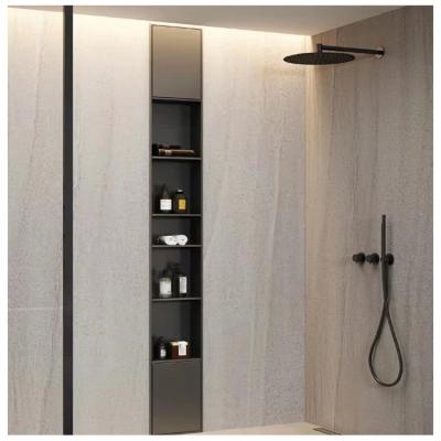 China Modern Custom Design Black Mirror Brushed Shower 304 Stainless Steel Bathroom Niche for sale