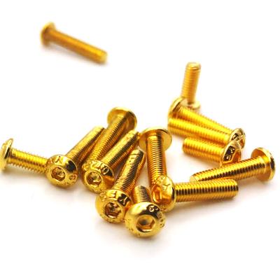 China Round 12.9 Grade Gold Plated M2 M2.5 M3 M4 M5 Gold Plated Head Screws Hex Socket Button Head Screws for rc for sale