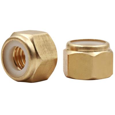 China Self-locking copper hex nylon locking copper nut, brass screw nut anti-drop nylon cap M2M3M4M5M6M8 for sale