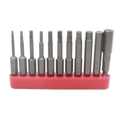 China Steel S2 Hex Magnetic Screwdriver Bits Set Drill Bits 11pcs Set 1/16 5/64 3/32 1/8 5/32 3/16 7/32 1/4 9/64 7/64 5/ 16 for sale