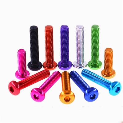 China M6 Aluminum Alloy 7075 Round Pan / Button Head Round Allen Hex Socket Cap Screw Head Bolts , Anodizing Screws for sale