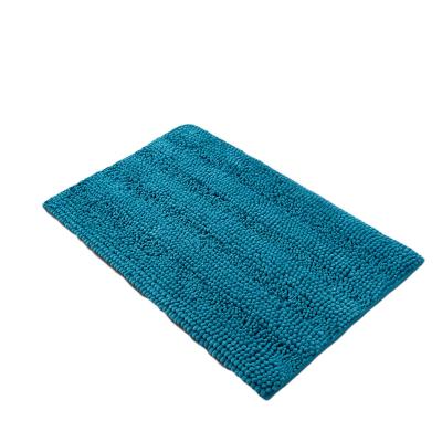 China Washable Chenille Rug Bath Runner Blanket Blue Non Slip Mat for sale