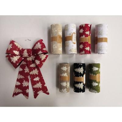 China 50%POLYESTER 50%PVC Custom Made High Quality Large Burlap Jewelery Bow Christmas Tree Bow with Glitter for sale