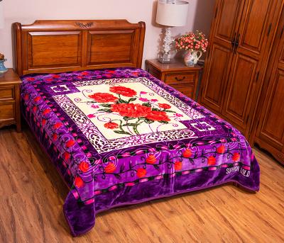 China China manufacturer soft and warm 100% polyester fabric double size 1ply raschel blanket for sale