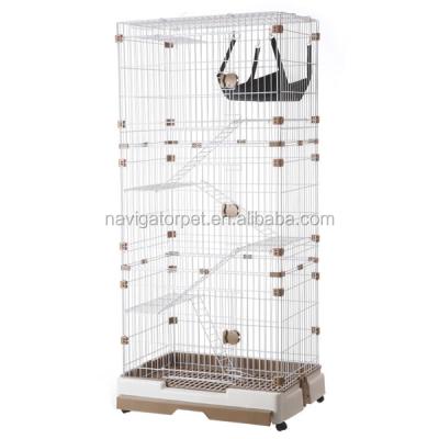 China Three Layers Breathable Indoor Cat Cages with Wheels and Tray Toilet for sale