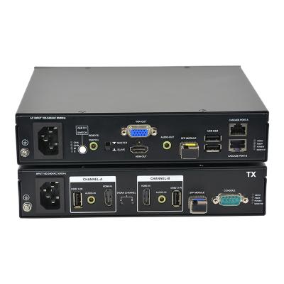 China Dual Monitor 1080P 60Hz 500m 20km 80km Supplement Switch 2 in 1 HDMI VGA Stage Industrial Fiber KVM AX100S for sale