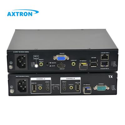 China Industrial Grade Dual Monitor 1080P 60 Hz 500m 20km Supplement Switch 2 In 1 HDMI KVM Over Fiber AX100S for sale