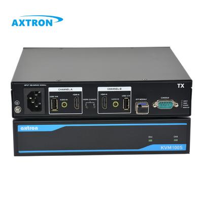 China Industrial Dual Monitor 1080P 60 Hz 500m 20km 80km Supplement Switch 2 In 1 HDMI VGA Fiber KVM AX100S for sale