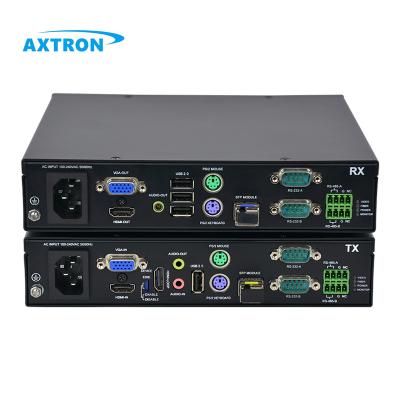 China Dual RS232&485 PS/2 USB2.0 HDMI&VGA Long Distance Monitor 1080P 500m Industrial Fiber KVM Extender 80km For Control Room AX100V for sale