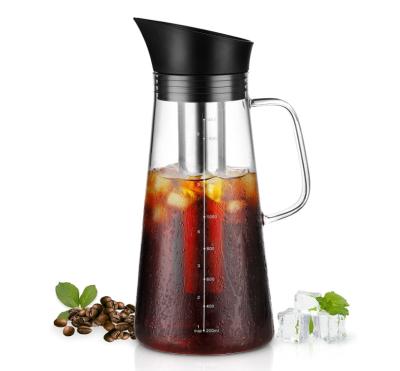 China 1.5L Viable Cold Brew Coffee Maker Iced Tea Coffee Maker Glass Cold Brew Maker with Removable Stainless Steel Filter for sale