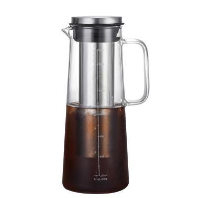 China 1400ml Sustainable Cold Brew Iced Coffee Maker and Tea Infuser with Spout Brewing Glass Carafe with Removable Stainless Steel Filter for sale