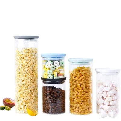 China CLASSIC Stackable Glass Jars With Airtight Lids Storage Containers Glass Canisters For Kitchen for sale