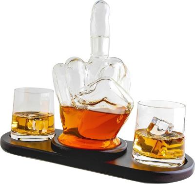 China CLASSIC Middle Finger Wine Decanter Whiskey Decanter Sets Whiskey Decanter Set for sale