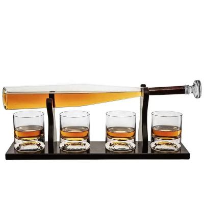 China CLASSIC Baseball Bat Whiskey Wine Decanter 4 Baseball Glass Whiskey Decanter Made For Whiskey, for sale