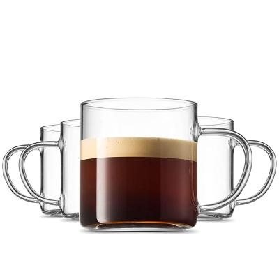 China 400ml Clear Borosilicate Glass Sustainable Coffee Mugs Tea Glass Coffee Mugs With Handle For Hot Drink for sale