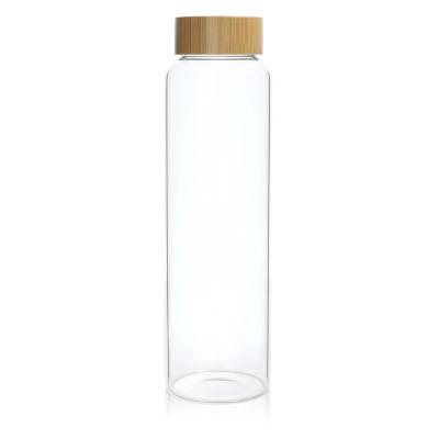 China 32oz High Borosilicate Glass Water Bottle Sustainable Custom Eco Friendly Glass Drinking Bottle With Bamboo Lid for sale