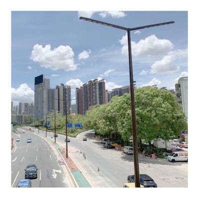 China Factory Supply Square Galvanized Steel Street LED Solar Roadway Light Pole With Double Arms for sale