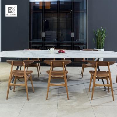 China Living Room Extendable Modern Luxury Rectangle White Marble Dining Table Set 6 Chairs Extendable Table Dining for sale