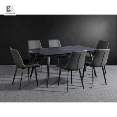 China New Style Simple Black Extendable Dining Table Set Home Kitchen Furniture Table With Chairs for sale